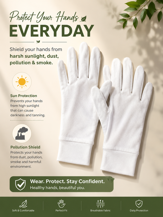 Sun Protection Gloves – Anti-Tanning, Dust & UV Shield | Free Size | Black & White