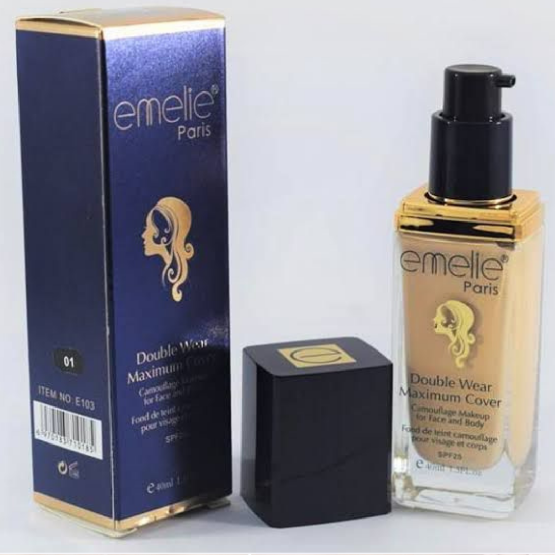 Emelie Paris Double Wear Maximum Cover Foundation – Full Coverage Camouflage Makeup for Face & Body | SPF25 | Men & Women