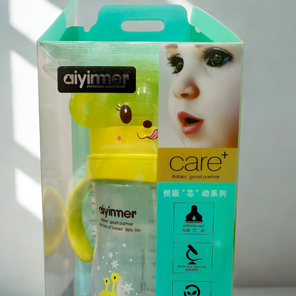 Aiyinmer Anti-Colic Baby Feeder Bottle – Wide Mouth PP Bottle with Breast-Like Nipple | Free Size | 240ml