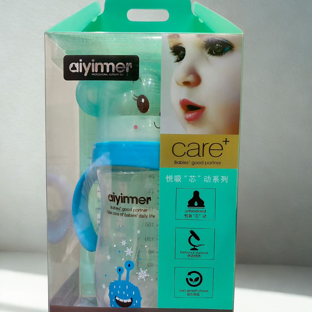 Aiyinmer Anti-Colic Baby Feeder Bottle – Wide Mouth PP Bottle with Breast-Like Nipple | Free Size | 240ml
