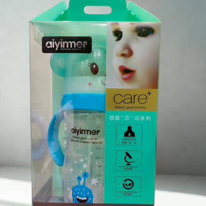 Aiyinmer Anti-Colic Baby Feeder Bottle – Wide Mouth PP Bottle with Breast-Like Nipple | Free Size | 240ml