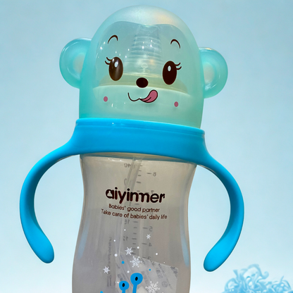 Aiyinmer Anti-Colic Baby Feeder Bottle – Wide Mouth PP Bottle with Breast-Like Nipple | Free Size | 240ml
