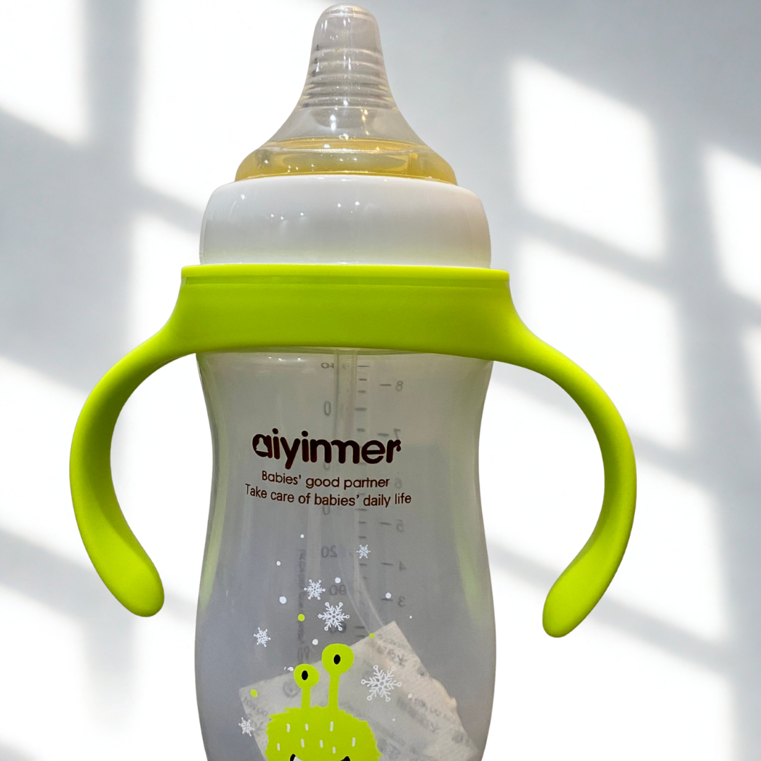 Aiyinmer Anti-Colic Baby Feeder Bottle – Wide Mouth PP Bottle with Breast-Like Nipple | Free Size | 240ml