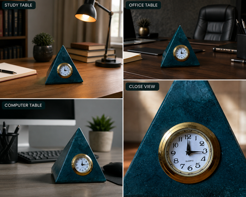 Luxury Marble Triangle Clock – Elegant Desk & Office Decor Timepiece