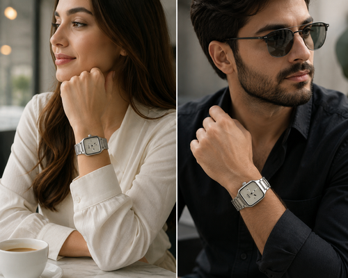Rado Automatic Square Dial Watch – Premium Unisex Luxury Timepiece | Silver, Black & Gold
